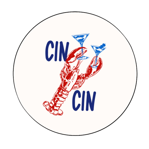 Cin Cin Lobster Illustration - Circle Sticker by EZbie