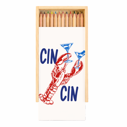 Cin Cin Lobster Illustration - Coloured Pencils with Box by EZbie