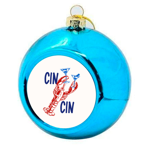 Cin Cin Lobster Illustration - colourful christmas bauble by EZbie
