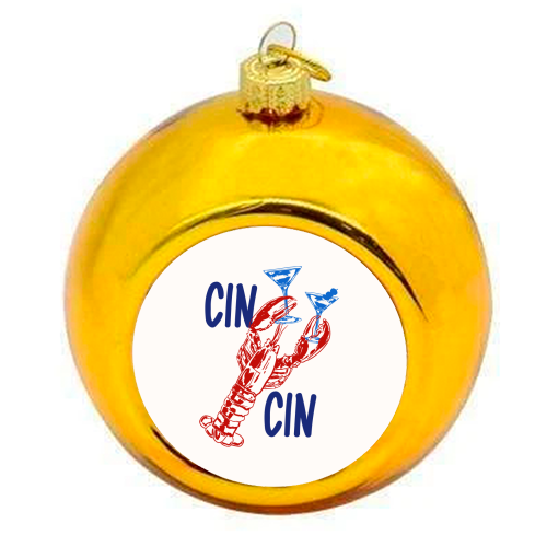 Cin Cin Lobster Illustration - colourful christmas bauble by EZbie
