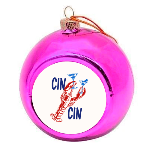 Cin Cin Lobster Illustration - colourful christmas bauble by EZbie