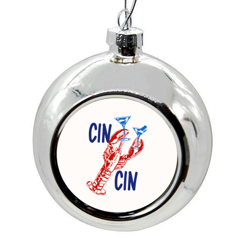 Cin Cin Lobster Illustration - colourful christmas bauble by EZbie