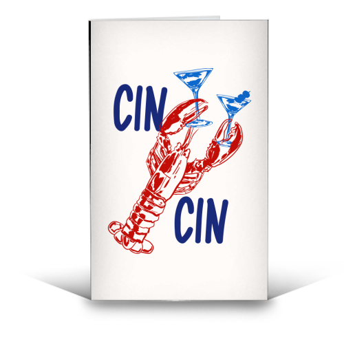 Cin Cin Lobster Illustration - funny greeting card by EZbie