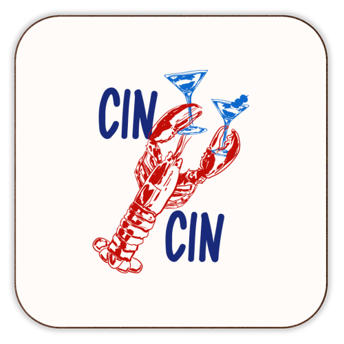 Cin Cin Lobster Illustration - personalised beer coaster by EZbie