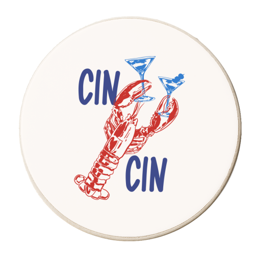 Cin Cin Lobster Illustration - personalised beer coaster by EZbie