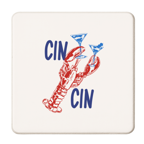 Cin Cin Lobster Illustration - personalised beer coaster by EZbie