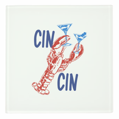 Cin Cin Lobster Illustration - personalised beer coaster by EZbie