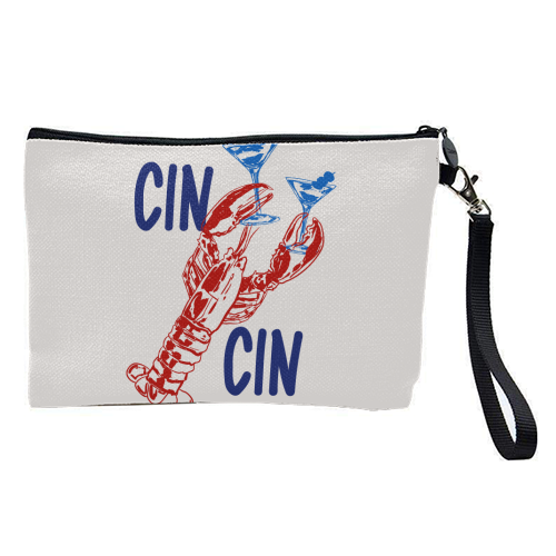 Cin Cin Lobster Illustration - pretty makeup bag by EZbie