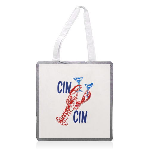 Cin Cin Lobster Illustration - printed canvas tote bag by EZbie