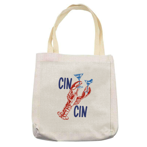 Cin Cin Lobster Illustration - printed canvas tote bag by EZbie