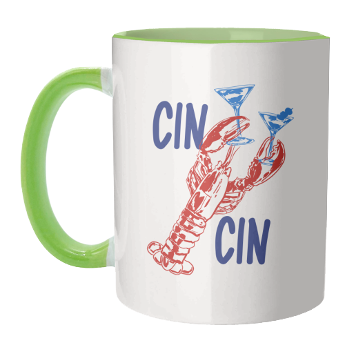 Cin Cin Lobster Illustration - unique mug by EZbie