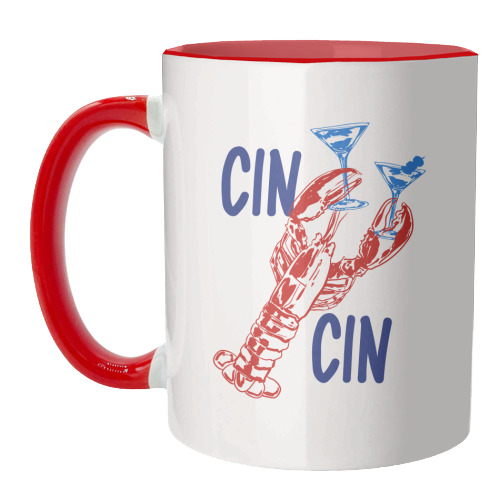 Cin Cin Lobster Illustration - unique mug by EZbie
