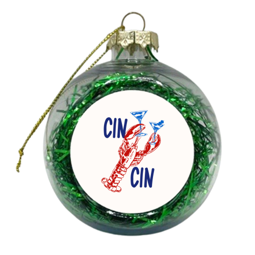 Cin Cin Lobster Illustration - xmas bauble by EZbie