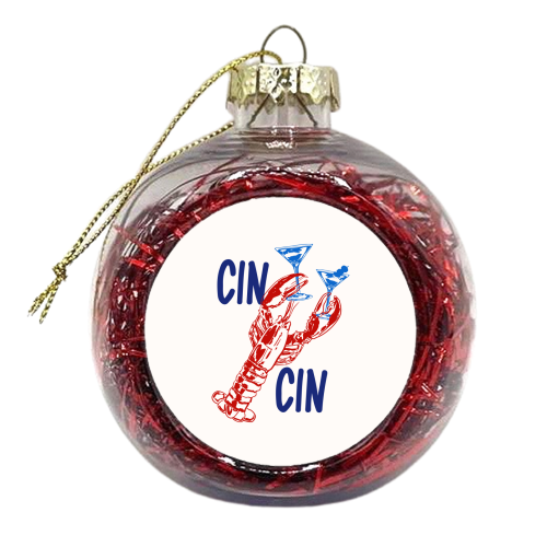 Cin Cin Lobster Illustration - xmas bauble by EZbie