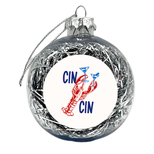 Cin Cin Lobster Illustration - xmas bauble by EZbie