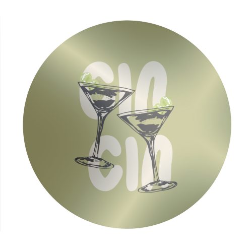 Cin Cin Martini Cocktail Vintage Illustration - Circle Sticker by EZbie