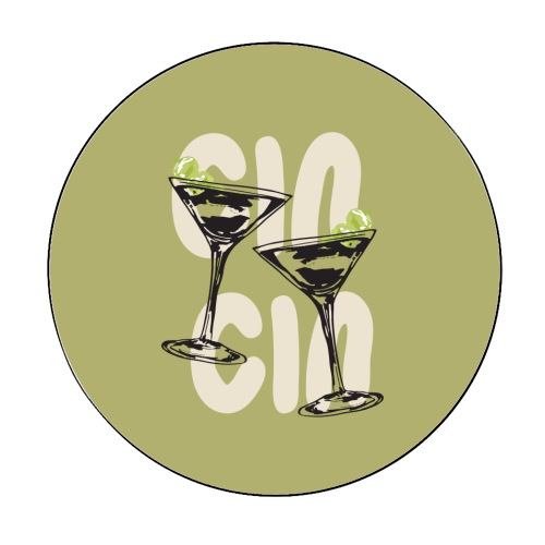 Cin Cin Martini Cocktail Vintage Illustration - Circle Sticker by EZbie