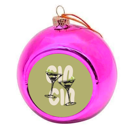Cin Cin Martini Cocktail Vintage Illustration - colourful christmas bauble by EZbie