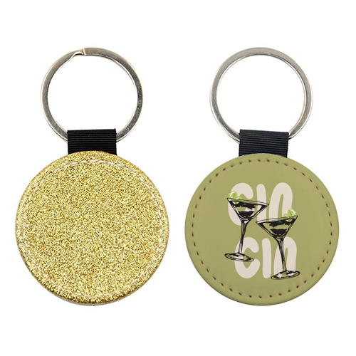 Cin Cin Martini Cocktail Vintage Illustration - keyring by EZbie