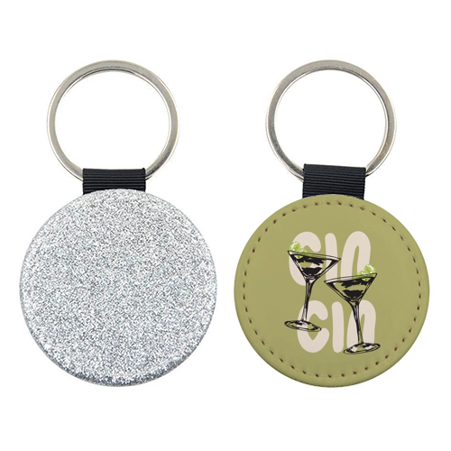 Cin Cin Martini Cocktail Vintage Illustration - keyring by EZbie