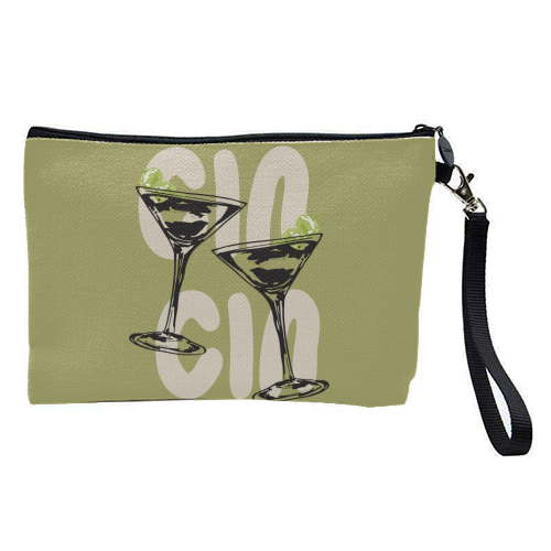 Cin Cin Martini Cocktail Vintage Illustration - pretty makeup bag by EZbie