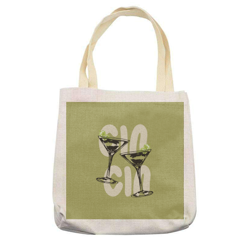 Cin Cin Martini Cocktail Vintage Illustration - printed canvas tote bag by EZbie