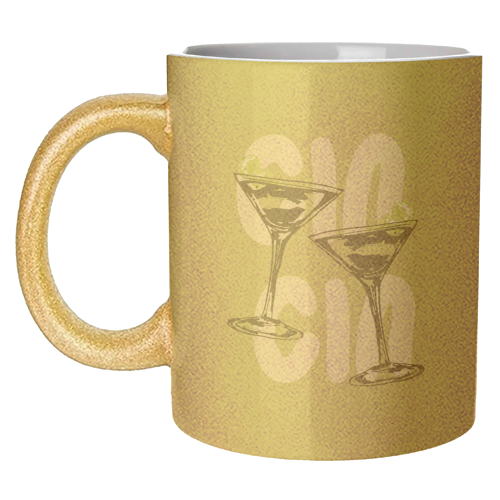 Cin Cin Martini Cocktail Vintage Illustration - unique mug by EZbie
