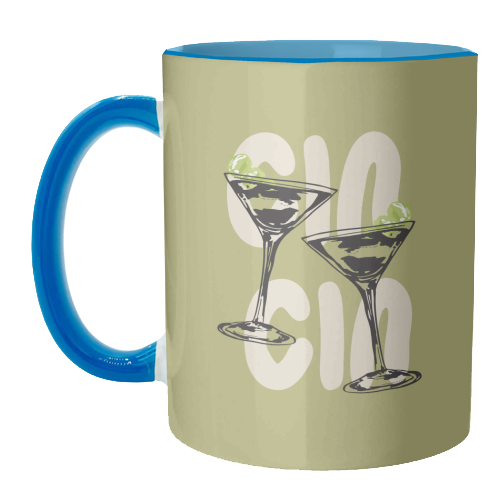 Cin Cin Martini Cocktail Vintage Illustration - unique mug by EZbie
