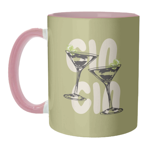 Cin Cin Martini Cocktail Vintage Illustration - unique mug by EZbie