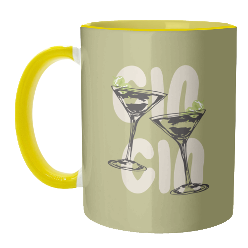 Cin Cin Martini Cocktail Vintage Illustration - unique mug by EZbie