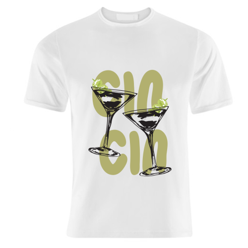 Cin Cin Martini Cocktail Vintage Illustration - unique t shirt by EZbie