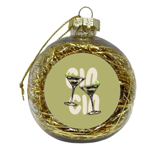 Cin Cin Martini Cocktail Vintage Illustration - xmas bauble by EZbie
