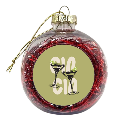 Cin Cin Martini Cocktail Vintage Illustration - xmas bauble by EZbie