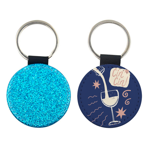 Cin Cin white wine print - keyring by Giddy Kipper