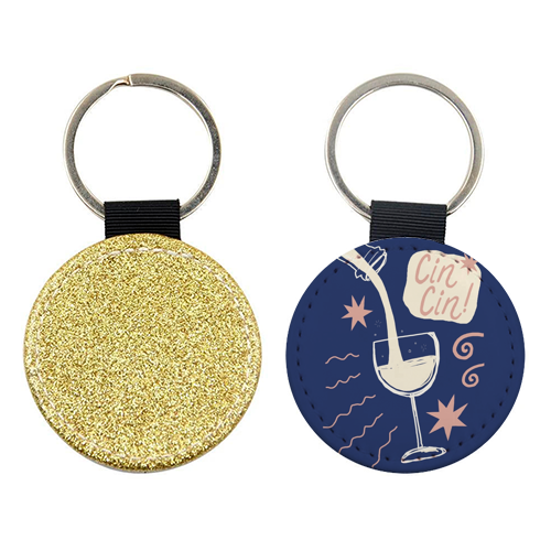 Cin Cin white wine print - keyring by Giddy Kipper
