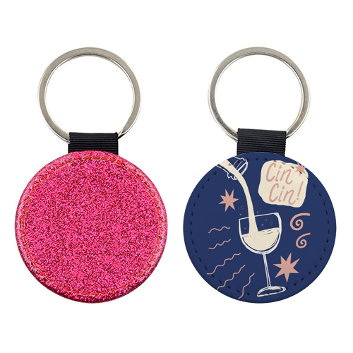 Cin Cin white wine print - keyring by Giddy Kipper
