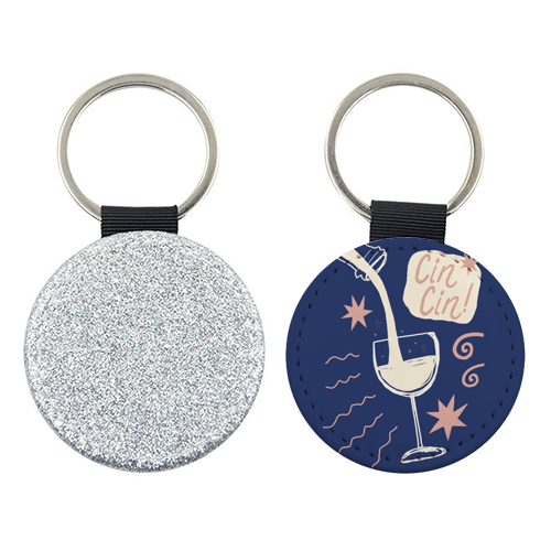 Cin Cin white wine print - keyring by Giddy Kipper