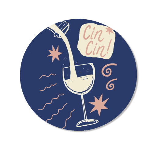 Cin Cin white wine print - Magnet by Giddy Kipper