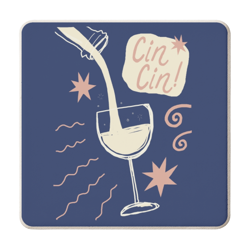 Cin Cin white wine print - personalised beer coaster by Giddy Kipper