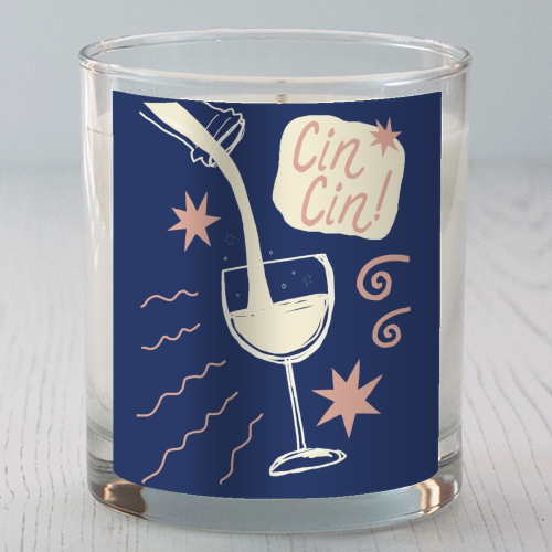 Cin Cin white wine print - scented candle by Giddy Kipper