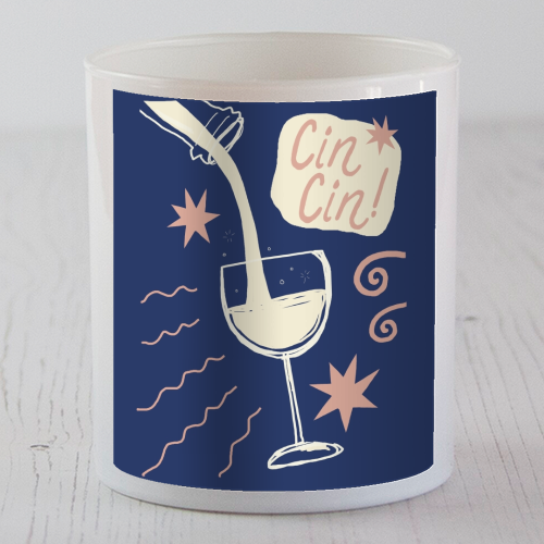 Cin Cin white wine print - scented candle by Giddy Kipper