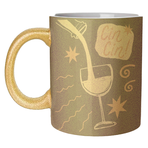 Cin Cin white wine print - unique mug by Giddy Kipper