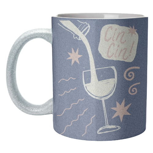 Cin Cin white wine print - unique mug by Giddy Kipper
