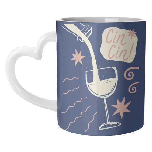 Cin Cin white wine print - unique mug by Giddy Kipper