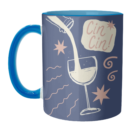 Cin Cin white wine print - unique mug by Giddy Kipper