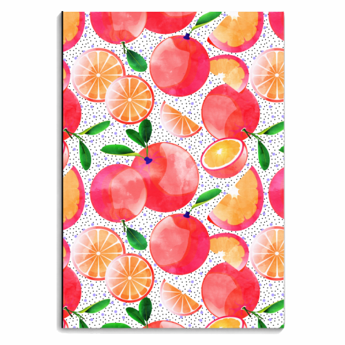 Citrus Tropical | Juicy Fruits Polka Dots | Food Orange Grapefruit Pink Watercolor Botanica - personalised A4, A5, A6 notebook by Uma Prabhakar Gokhale