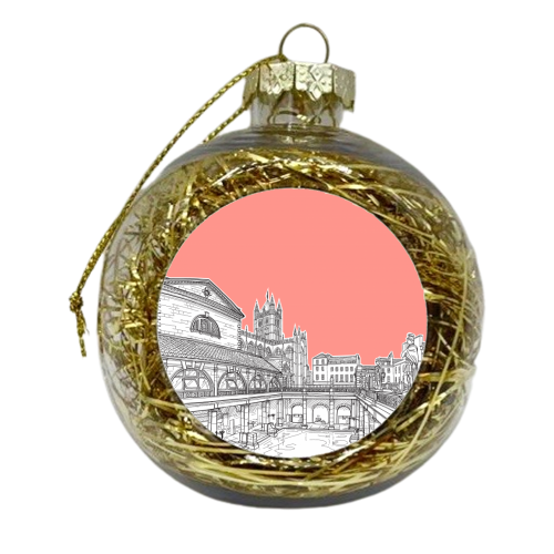 City Of Bath (Coral Pink Version) - xmas bauble by Adam Regester