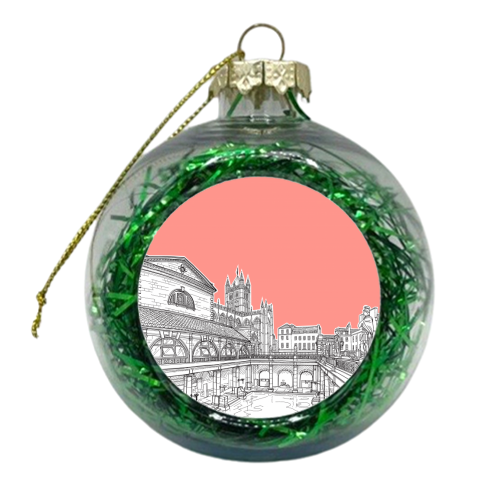 City Of Bath (Coral Pink Version) - xmas bauble by Adam Regester