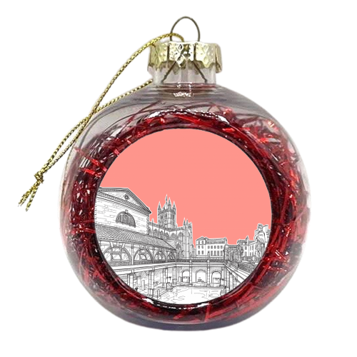 City Of Bath (Coral Pink Version) - xmas bauble by Adam Regester