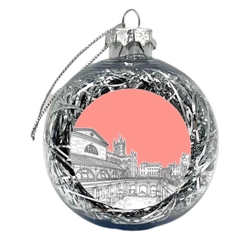 City Of Bath (Coral Pink Version) - xmas bauble by Adam Regester